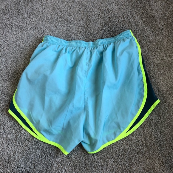 Teal & Neon green Nike Tempo shorts - Picture 2 of 2